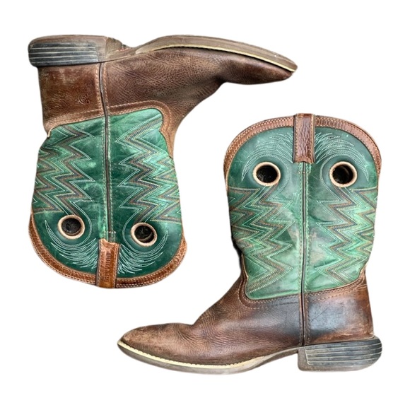 SOLD - 100% GENUINE LEATHER DURANGO TURQUOISE COWBOY BOOTS - Picture 1 of 4